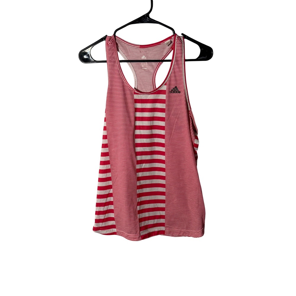 Adidas Climalite Womens Red White Striped Racerback Tank Top Size M Z40411